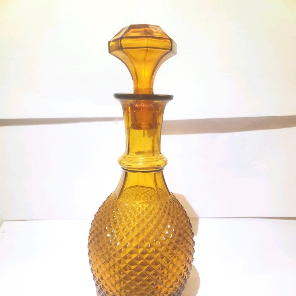 Vintage amber glass decanter